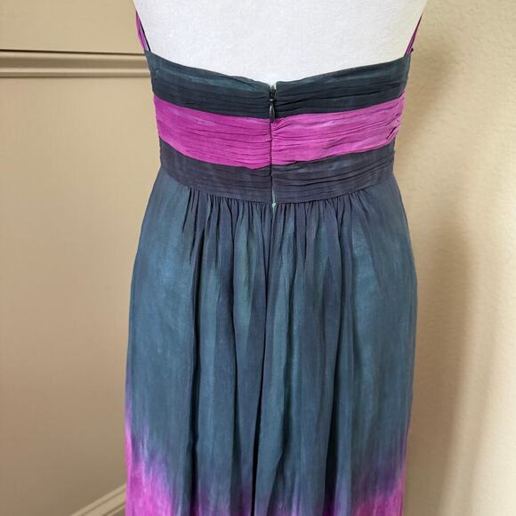 BCBG Maxazaria 2000s Y2K Ombre Tie Dye Silk Chiffon Maxi Halter Dress Size 2 - Picture 5 of 8